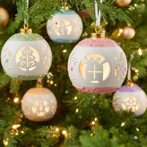Lightscapes Cutwork Hand-Painted Christmas Ornament Pink Multi Color Lights